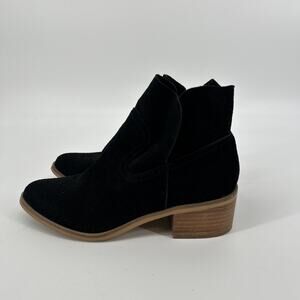 Steve Madden Leo Boots Womens Size 7.5 M Black Suede Leather Slip On Ankle